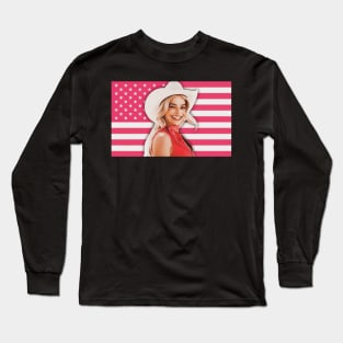 Barbie - Aerican pink flag Long Sleeve T-Shirt